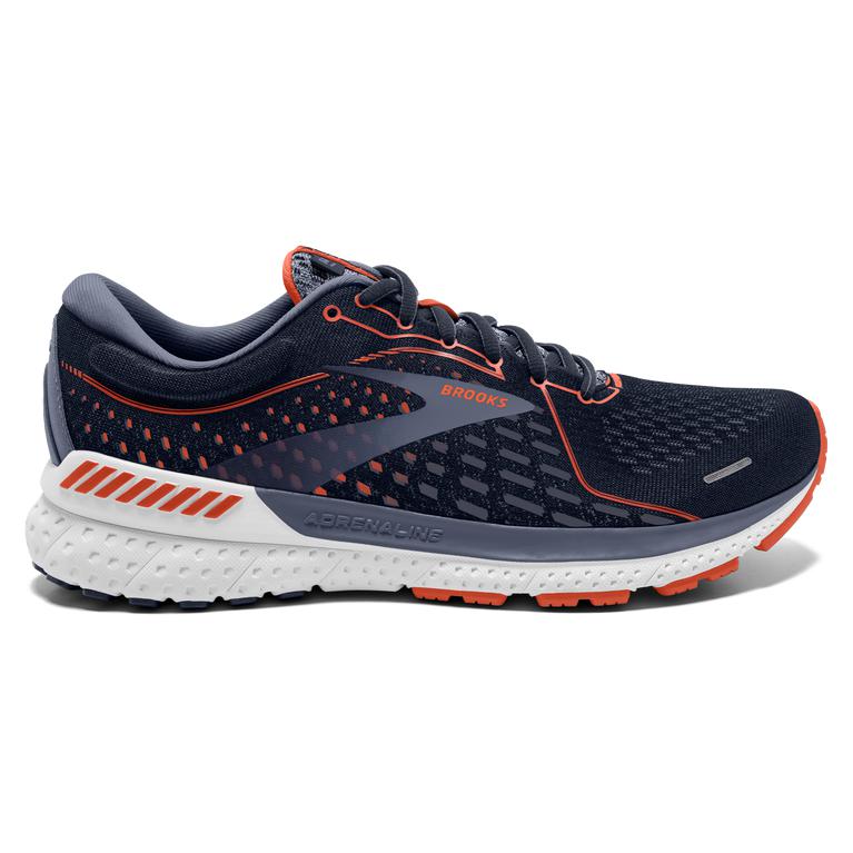 Brooks Adrenaline Gts 21 - Mens Road Running Shoes - Navy/Red Clay/Gray (65027ISAO)